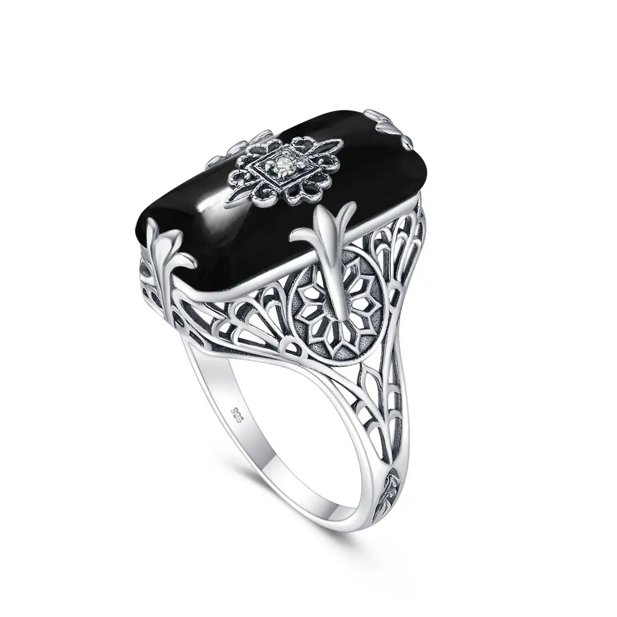 Onyx Bloom Ring