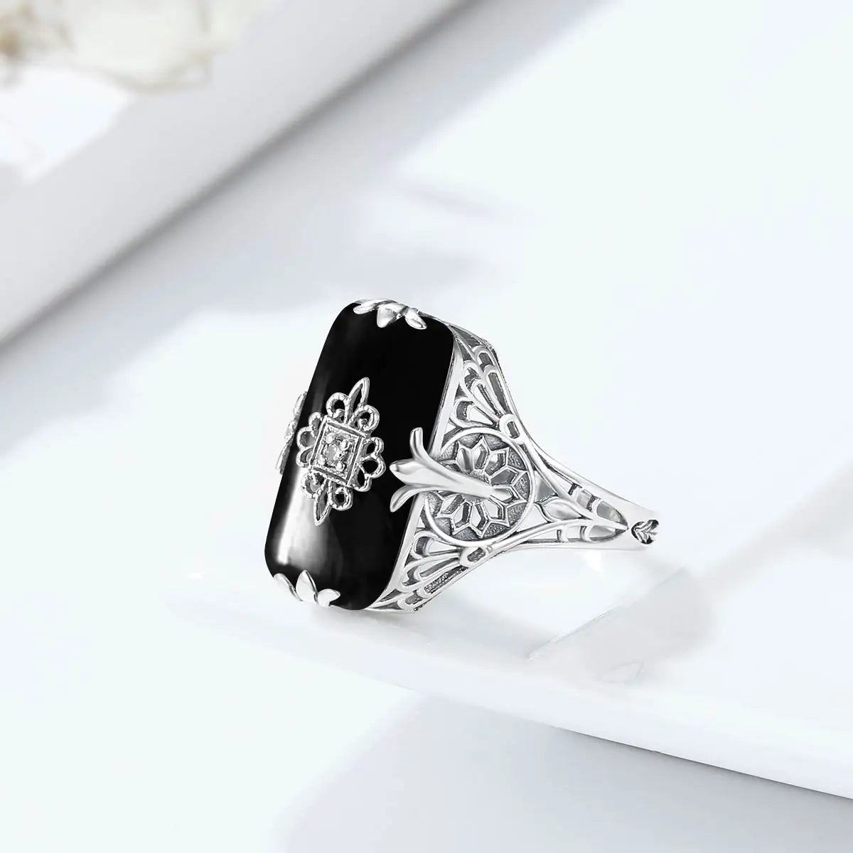 Onyx Bloom Ring