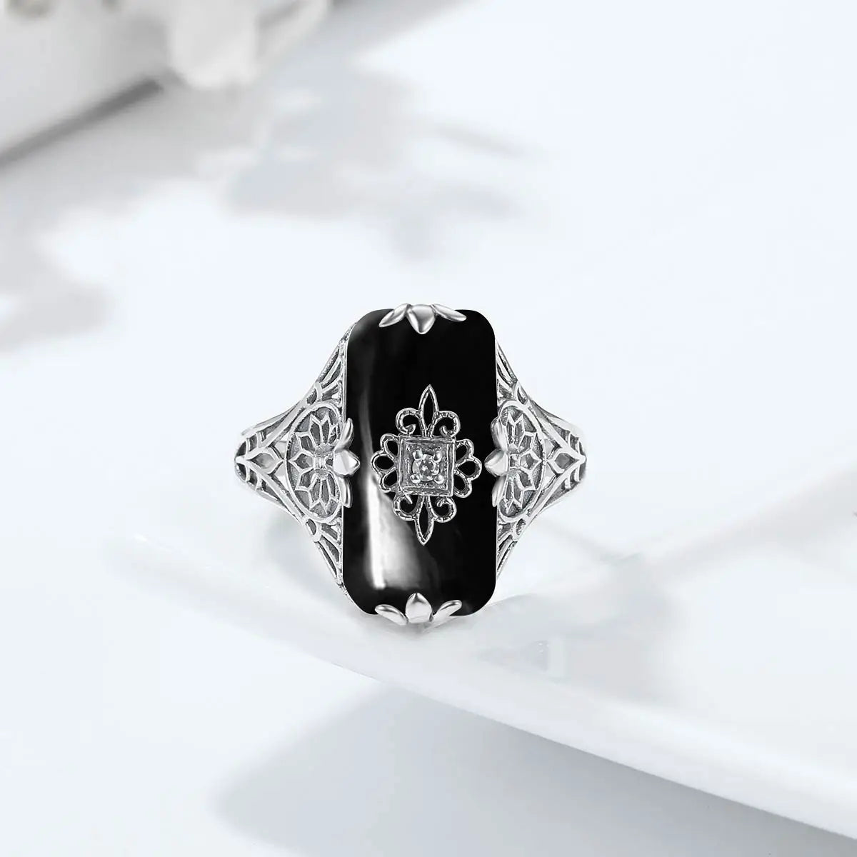 Onyx Bloom Ring