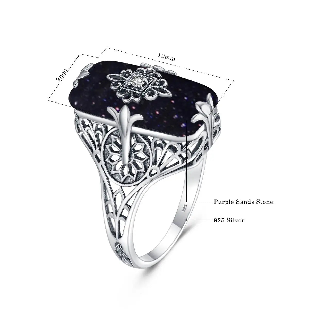 Onyx Bloom Ring