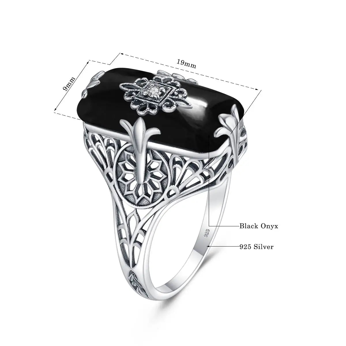 Onyx Bloom Ring